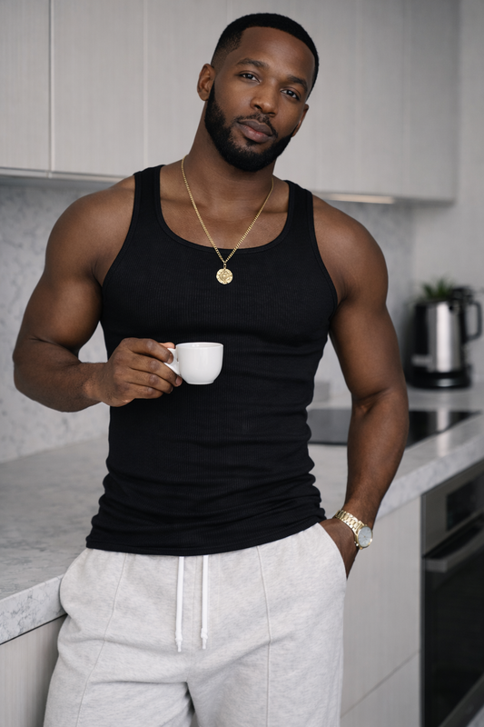 RIBBED UNDERVEST - BLACK