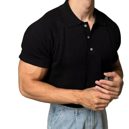 Men's breathable honeycomb-patterned short-sleeved top