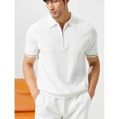 British slim-fit striped knitted short-sleeved top