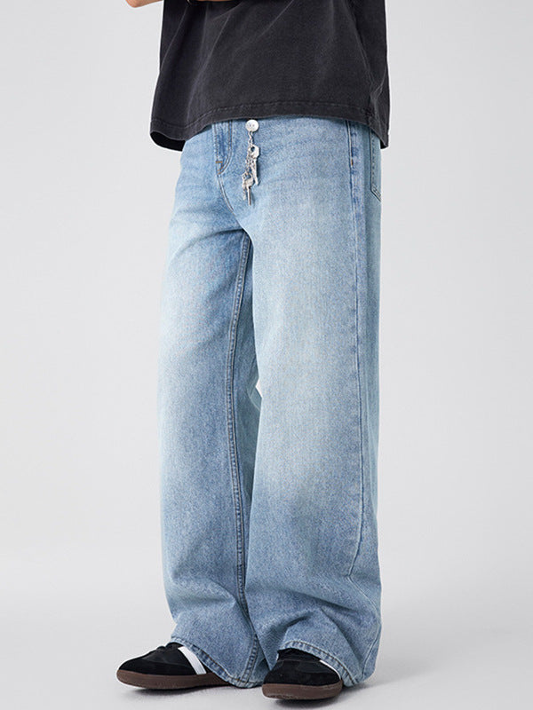 Washed bamboo blue jeans