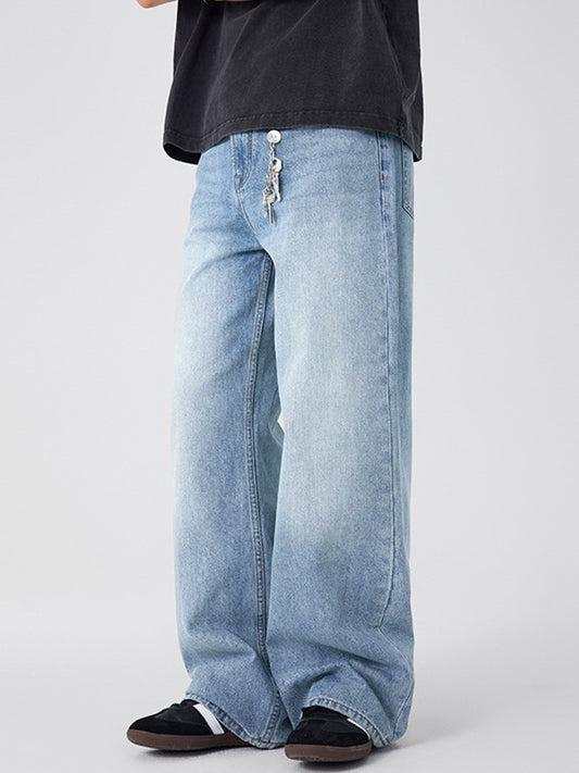 Washed bamboo blue jeans