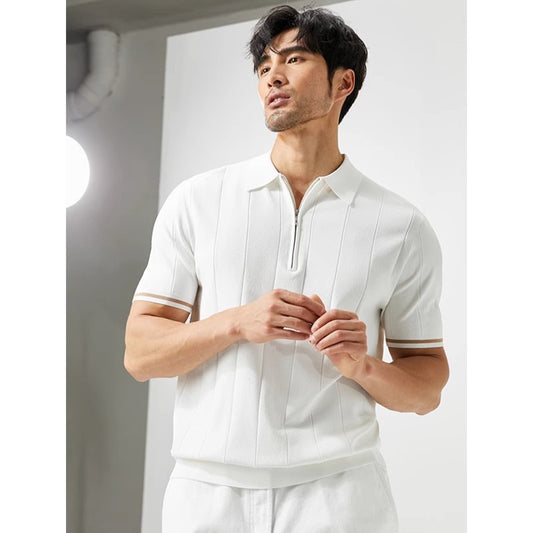 British slim-fit striped knitted short-sleeved top