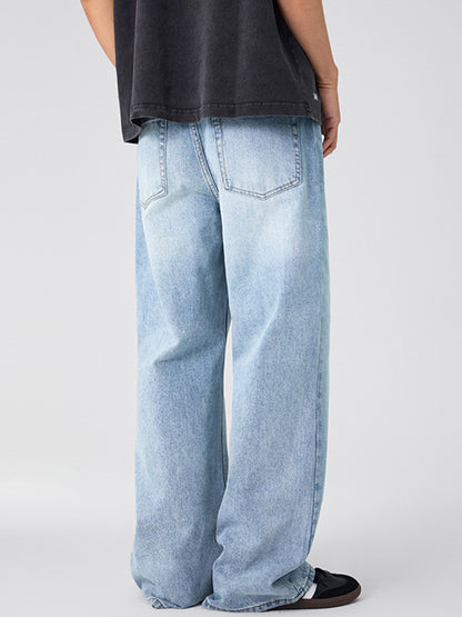 Washed bamboo blue jeans