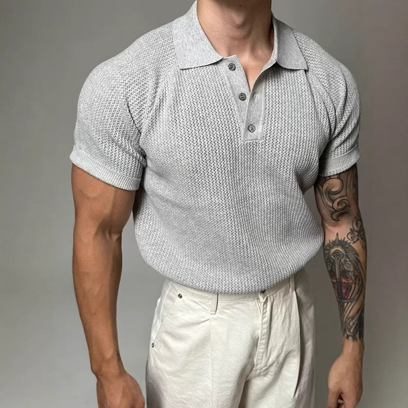 Men's breathable honeycomb-patterned short-sleeved top