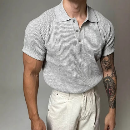Men's breathable honeycomb-patterned short-sleeved top