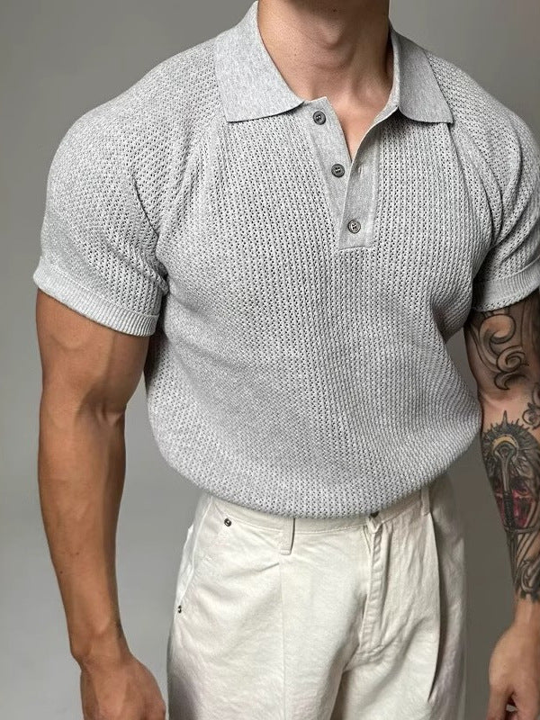 Men's breathable honeycomb-patterned short-sleeved top