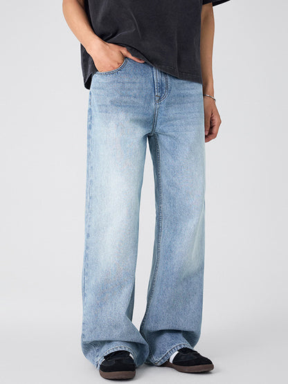 Washed bamboo blue jeans