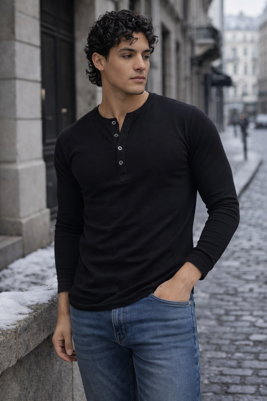 STRUCTURED LONG SLEEVE ESSENTIAL - BLACK