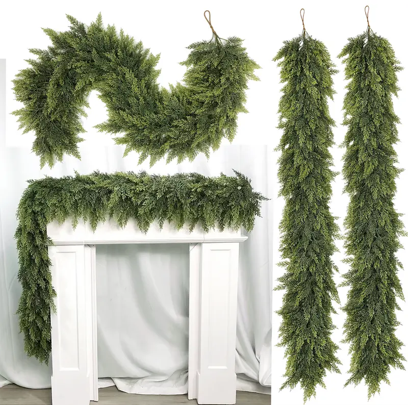 Premium Faux Cedar & Green Pine Garland