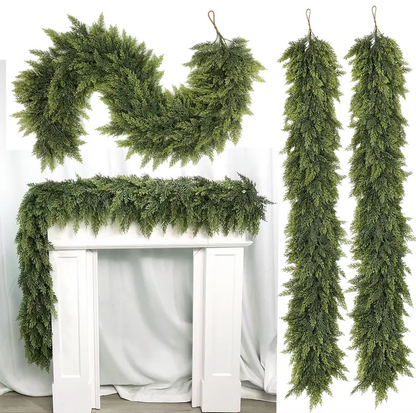 Premium Faux Cedar & Green Pine Garland