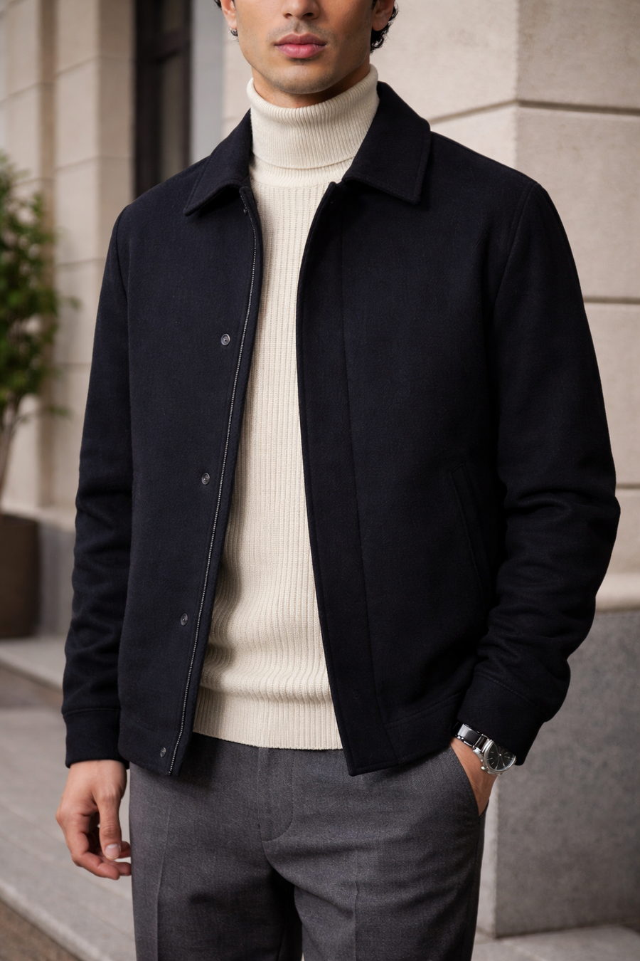 STRUCTURED ZIP JACKET – BLACK