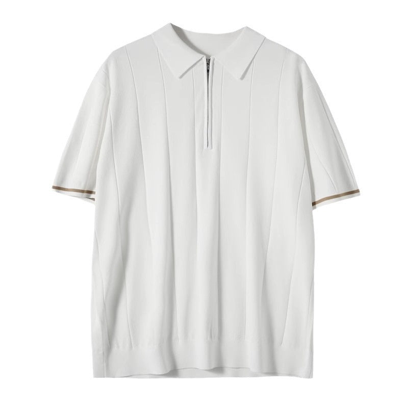 British slim-fit striped knitted short-sleeved top