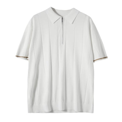 British slim-fit striped knitted short-sleeved top