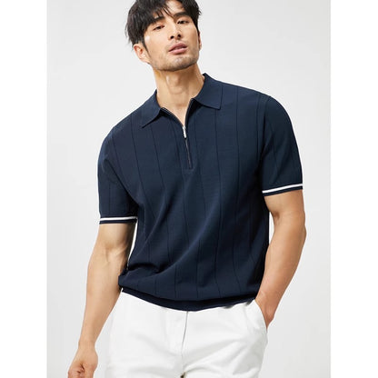 British slim-fit striped knitted short-sleeved top