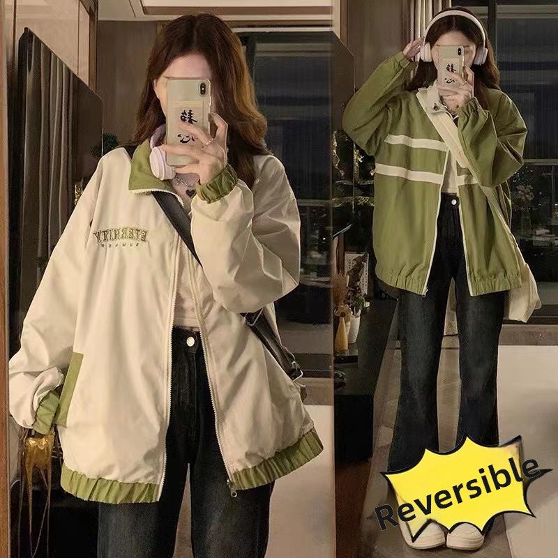 Leather jacket with lapel collar and pilot style